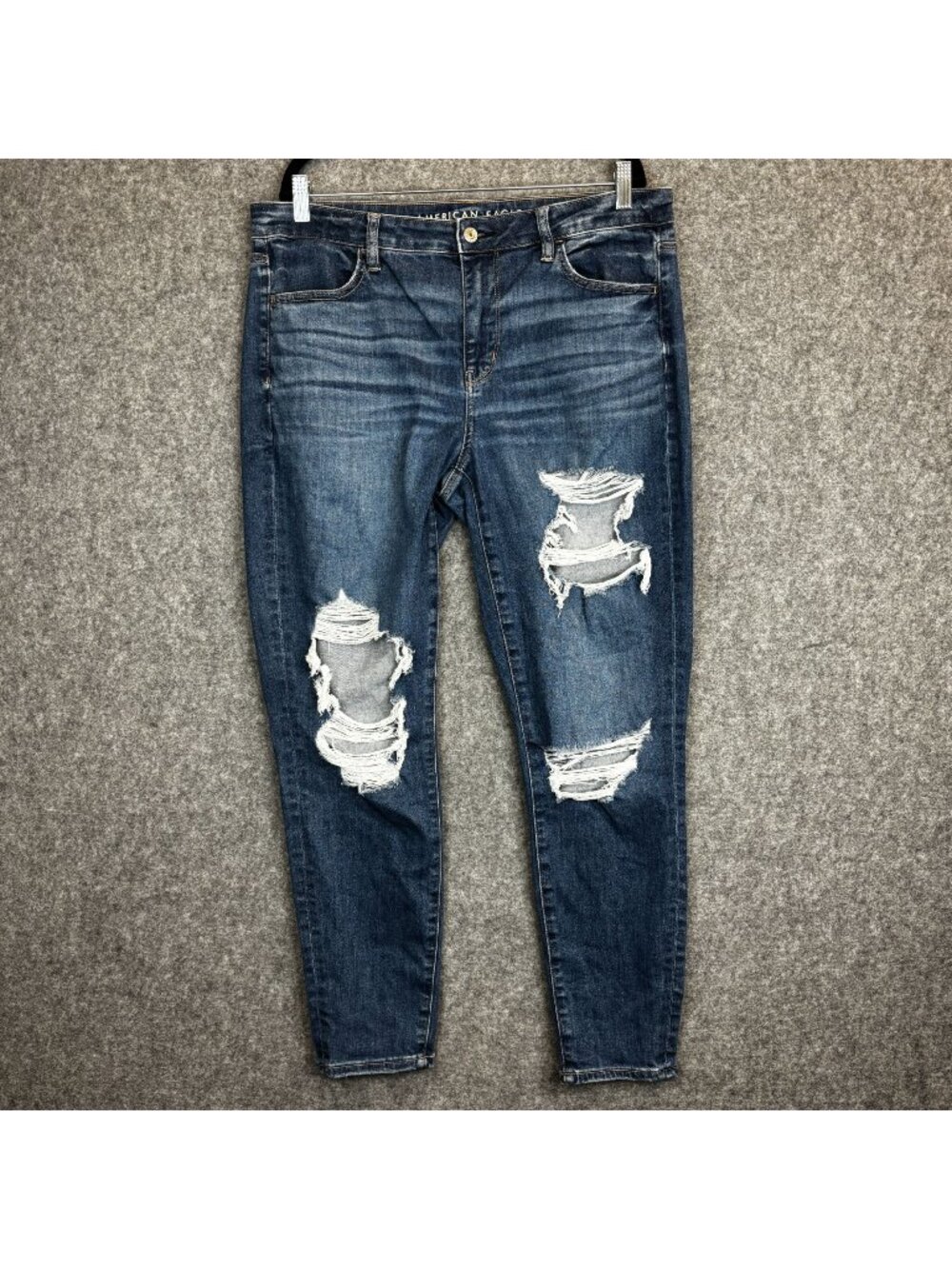 American Eagle Womens Size 12 Jeggings Next Level Stretch Distressed Denim Jeans